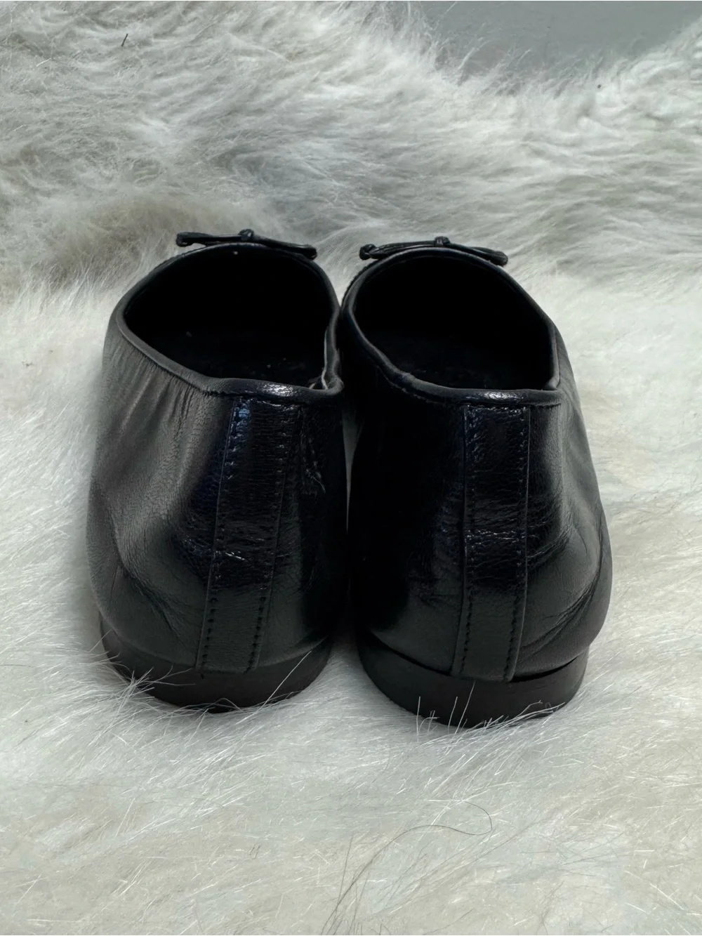 Tory Burch Patent Leather Cap Toe Bow Ballet Flats in Perfect Black 7.5